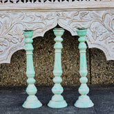 Indian Wooden Hand Carved Candle Holder Stand (Set of 2) 295